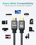 Yauhody 8K HDMI 2.1 câble 6ft (5 Boîte), 48Gbps Haute vitesse HDMI Câble, Nylon tressé, Conneteurs dorés, Coque en aluminium, Supports 8K 60Hz,4K 120Hz/144Hz,10K,2K,HD,3D,Dynamique HDR,HDCP 2.2,4 : 4 :