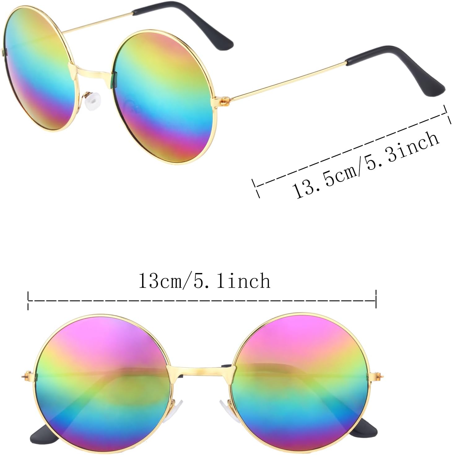 Hippie Costume for Men 60s 70s Colorful T-Shirt Outfits 4 PCS Accessories Set for Theme Party image 5