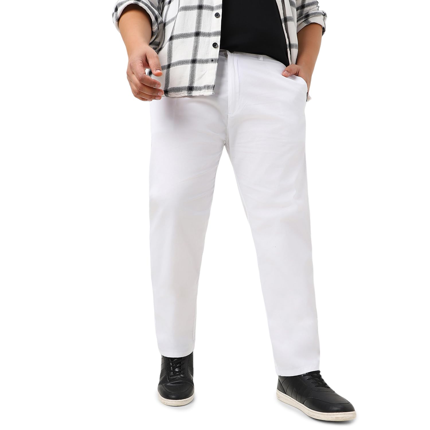 Urbano PlusMen's Cotton Regular Fit Casual Chino Pants, White, 44