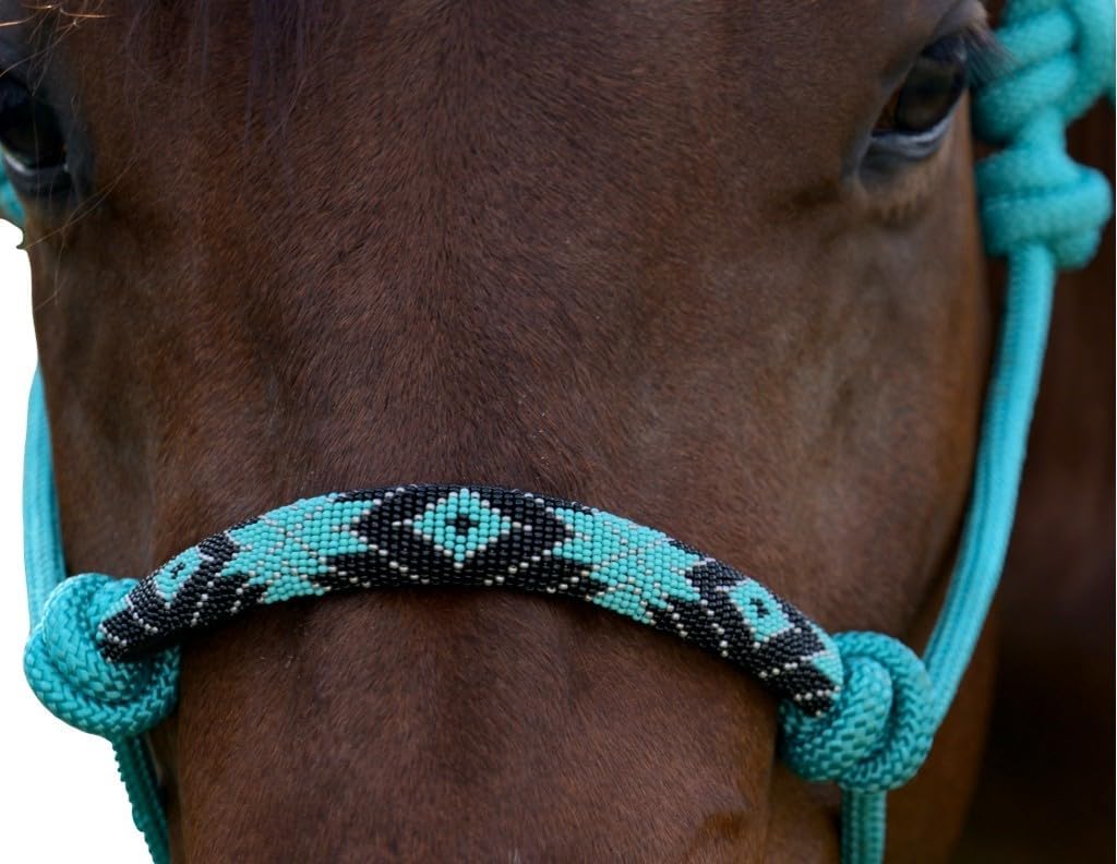 Professional's Choice Beaded Rope Halter | Intricate Beadwork on The Noseband | 7 Foot Matching Lead