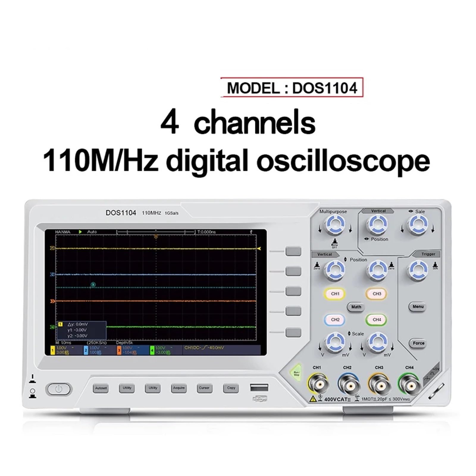 Osciloscopio, Osciloscopio digital profesional, alcance de almacenamiento escritorio 110 MHz 1 GS/s