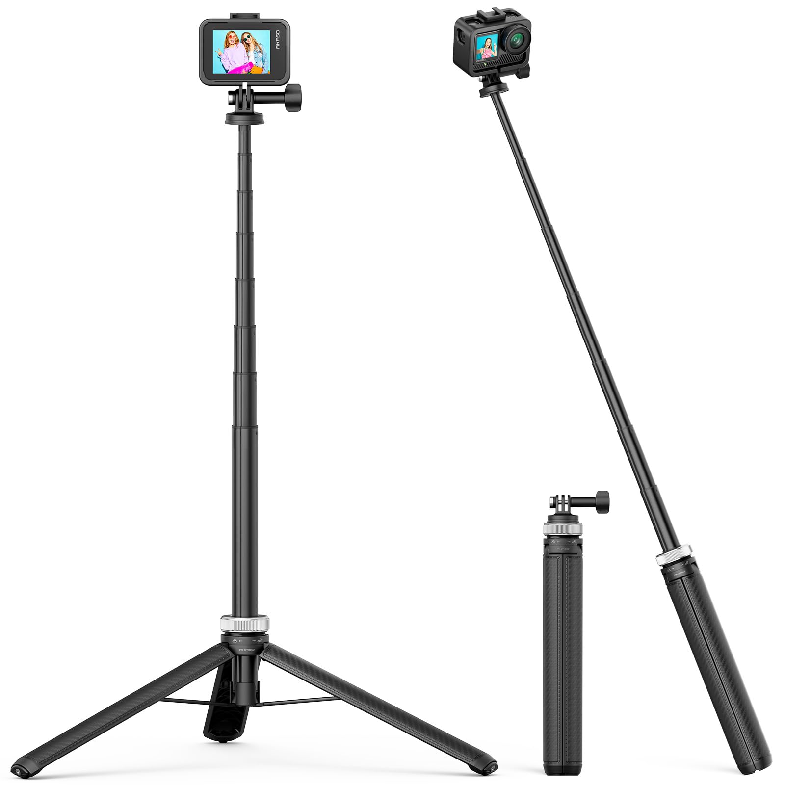AKASO Perche à Selfie Extensible Jusqu'à 160 CM Compatible avec AKASO EK7000/EK7000 Pro/Brave 4 Pro/Brave 7 Le/Brave 7/Brave 8/V50X/V50 Pro/V50 Elite & Autres Marques