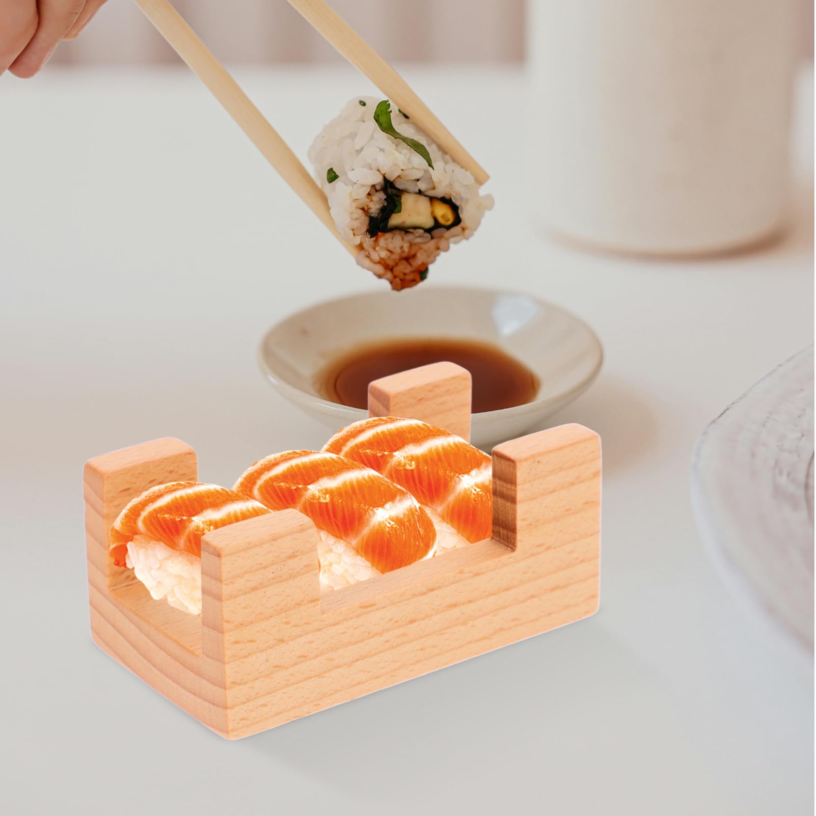 Zerodeko 5 Pièces Support à Sushi Présentoir Réutilisable pour Sushi et Sashimi Design Élégant avec Fentes pour pour Restaurants et Dîners Pratique pour Amis