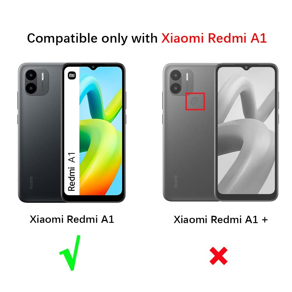 Fertuo Cover Portafoglio Per Xiaomi Redmi A2/A1 - Custodia A Libro In PU Con Bumper In Silicone, Porta Carte E Cavalletto, Rossa - 3