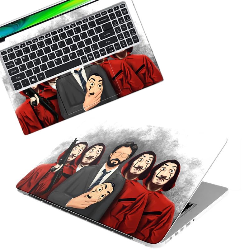 Money Heist D3 Full Body Vinyl Laptop Skin/Sticker/Cover Upto 15.6 Inches Laptops Laminated-Removable-HD Quality Compatible for Hp-Dell-Sony-Lenovo-Asus etc.(15×10 Inches)