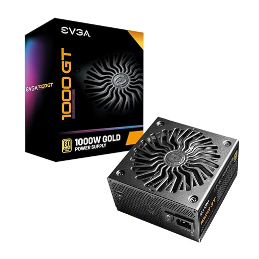 EVGA SuperNOVA 1000 GT, 80 Plus Gold 1000W, Fully Modular, Eco Mode with FDB Fan, 10 Year Warranty, Includes Power ON Self Tester, Compact 150mm Size, Power Supply 220-GT-1000-X1