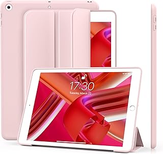 Aoub Case for iPad 6th Generation 2018/iPad 5th Generation 2017 9.7 Inch Case, Trifold Stand Protective Slim Lightweight Smart Cover, Auto Sleep/Wake, Soft TPU Back Case for ipad 9.7 inch - Light Pink