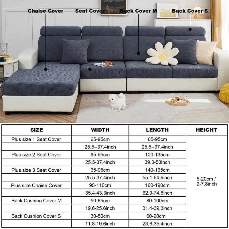 Miniatura 3 de TOPCHANCES Funda de cojín para sofá, resistente al desgaste, universal, de elastano, todo incluido, funda de sofá, funda seccional, fundas elásticas
