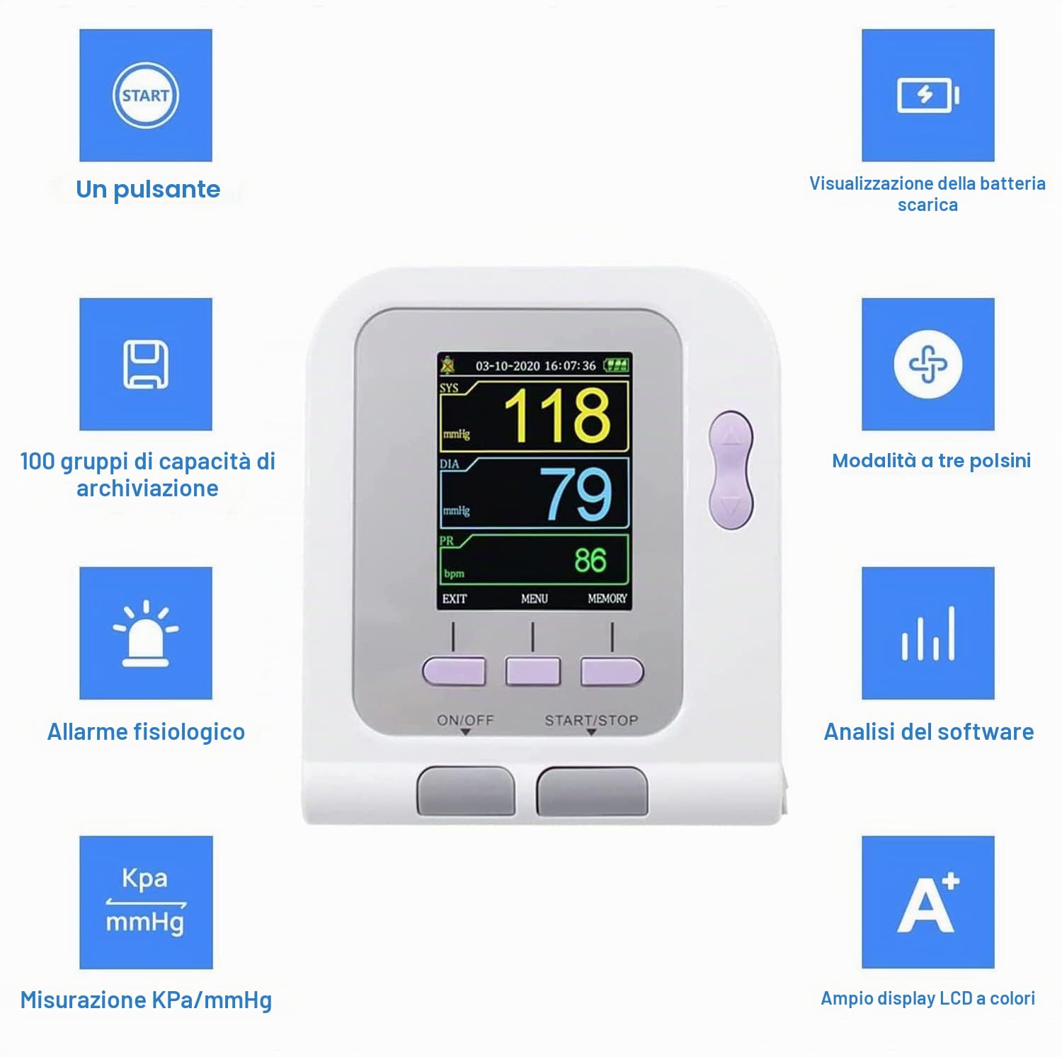 BLUEZY Polsino per Monitor della Pressione Sanguigna A LED Veterinario Digitale, Sfigmomanometro Digitale A 3 Polsini, Apparecchio Pressione per Cani/Gatti/Animali Domestici Cura degli