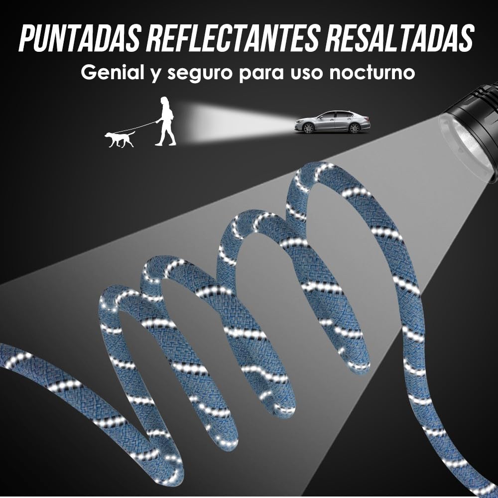 SlowTon Correa para Perros Hands Free de (10 pies), Correa Doble de Nylon Multifuncional 8 en 1 para Perros, Correa de Entrenamiento Reflectante sin Enredos