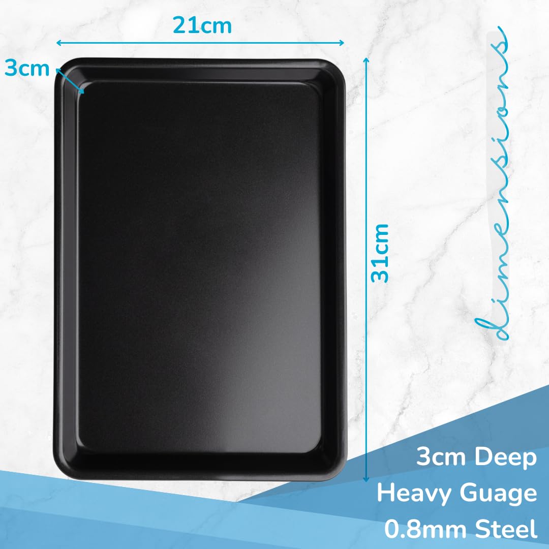 Medium Oven Tray with Rolled Edges, Non-Stick Heavy Gauge 0.8mm Carbon Steel - Image 3