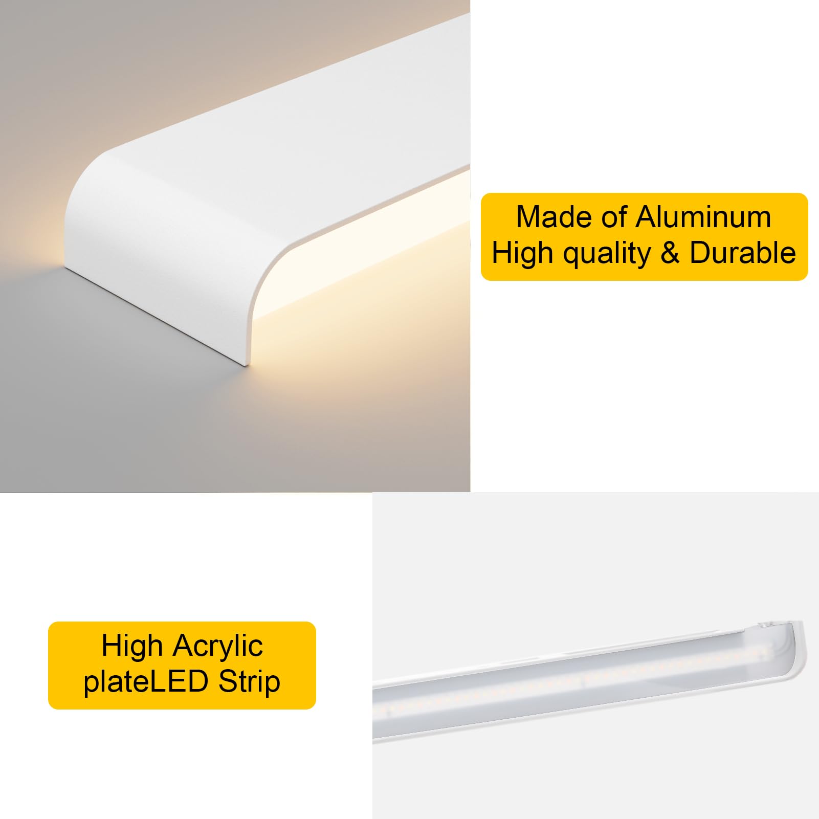 K-Bright 35W Lampada da Parete,IP 44 LED Applique da Parete con Stile Moderno Interni Lampada a Muro,3000K Bianco Caldo,4550 lumen,su giù il raggio di luce,Guscio bianco