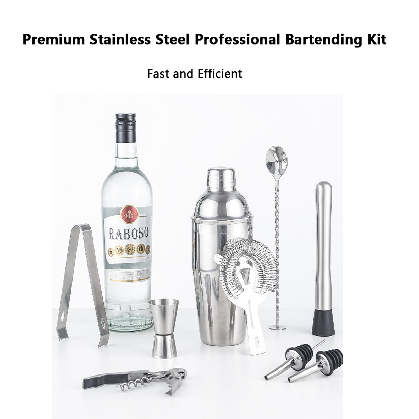 9/12 Pezzi Set Cocktail Shaker Kit Barman Professionale in Acciaio con Supporto con Tutti Gli Accessori Essenzial Attrezzatura da Bar per Home Bar Party Wedding,Kit Barman Regali per Papà uomini