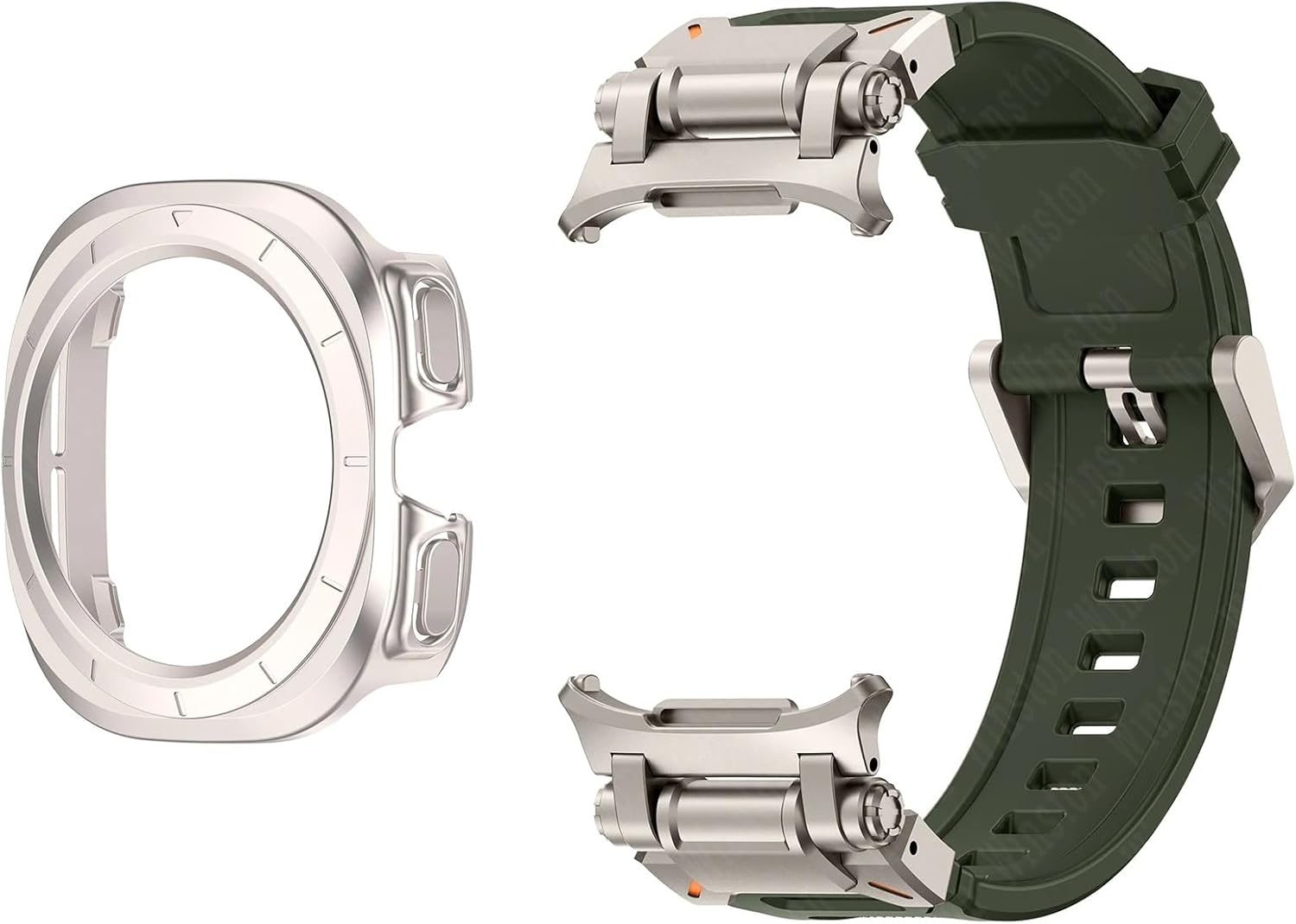 2 in 1 Strap Case for Samsung Galaxy Watch 7 Ultra 47mm Silicone Bracelet Screen Protective Case Cover for Galaxy Watch 7 Ultra WatchBands