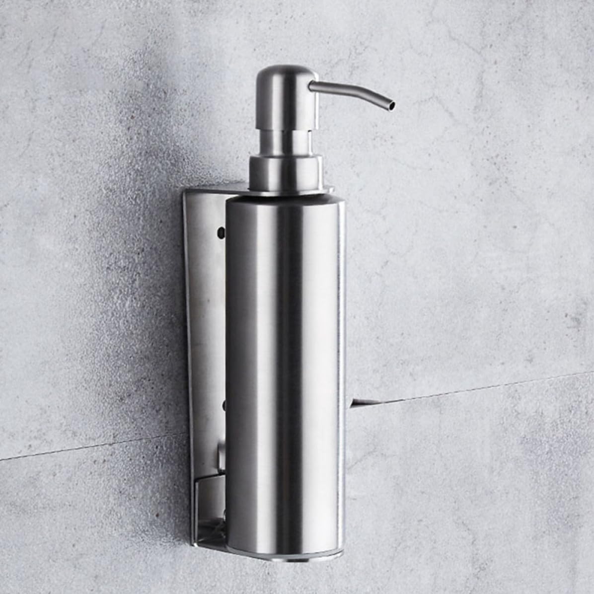 TEHAUX Dispensador de Jabón de Acero Inoxidable Plata Montado en Pared, Dispensador de Gel y Champú, para Loción y Emulsión, Uso Doméstico, Baño y Ducha