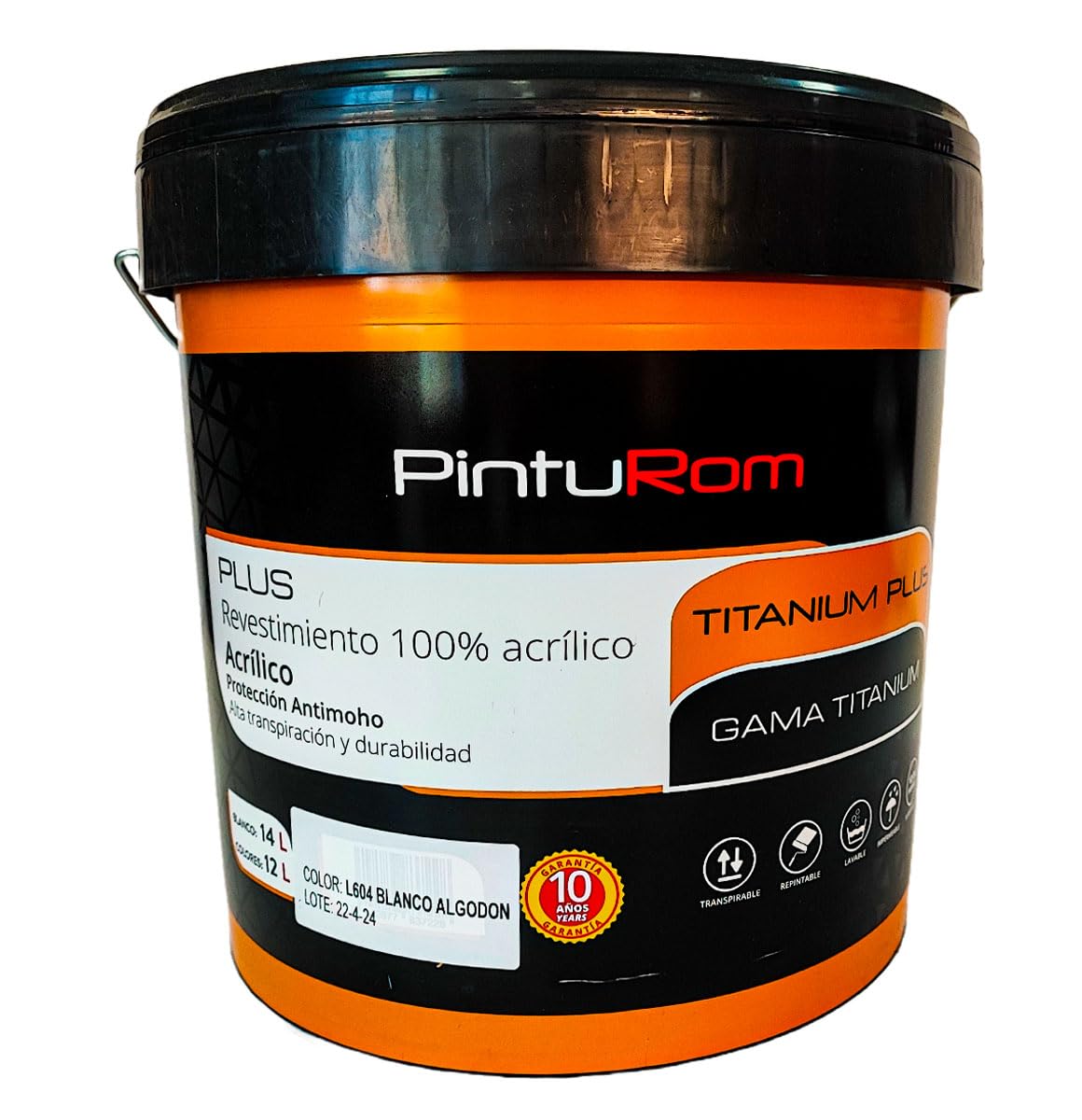 Pintura para Fachadas TITANIUM Color, 100% acrílico, revestimiento de color para exteriores. 7-8 m²/L. de rendimiento, durabilidad en el tiempo. Envase de 12 L. (L-601 - AZUL AÑIL)