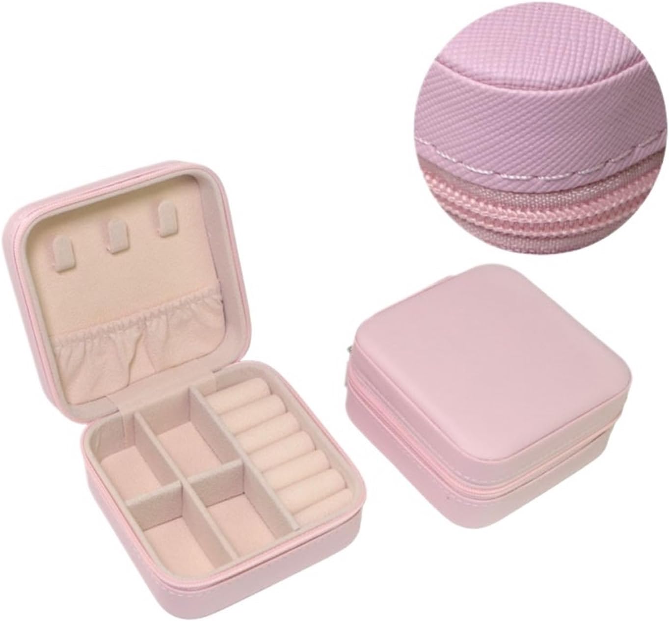 1pcs PU Leather Travel Organizer Case - Portable Mini Box with Compartments for Rings, Earrings, Necklaces & Brooches | Brooch Set & Button Pin Collection Included(Pink)