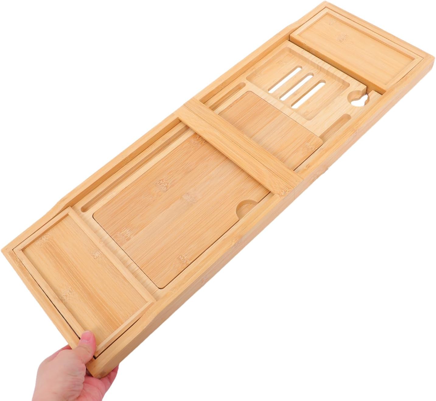 Adjustable Bath Tub Tray with Phone Stand Multi-Function Organizer for Bath Products and Essentials Elegant Design for Relaxation and Entertainment The Bathroom