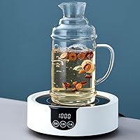 Vista 5 de Sizikato Jarra de agua clásica de vidrio ámbar de 36 onzas con vaso de cristal.