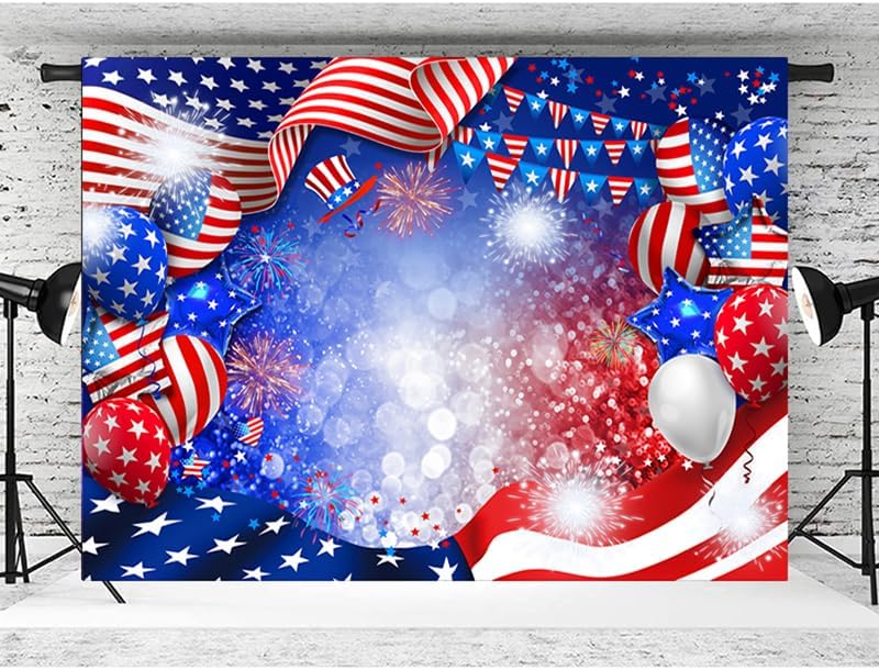 8x6ft Patriotic Backdrop for Photography American Flag and Balloon Veterans Day Background 4th of July Patriotic Party Decoration Photo Studio Booth Banner 300 image 6