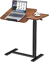 Sweetcrispy Adjustable Height Standing Desk with Wheels - Rolling Laptop Stand, Tiltable Top Portable Workstation for Home Office Classroom, Brown