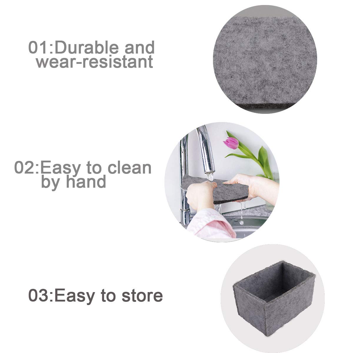 Dessous de Verre en Feutre, Dessous de Verre, Sous-Verre Carré en Feutre 12 Pièces Avec Boîte de Rangement, Sous-Verre Résistant à la Chaleur, Antidérapant, Lavable et Absorbant pour Protéger la Tasse