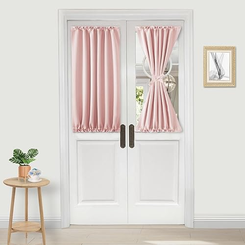 Miniatura 615 de DWCN Cortinas para puerta francesa: cortina térmica con bolsillo para barra para puertas con ventana de cristal, puertas de cocina y patio