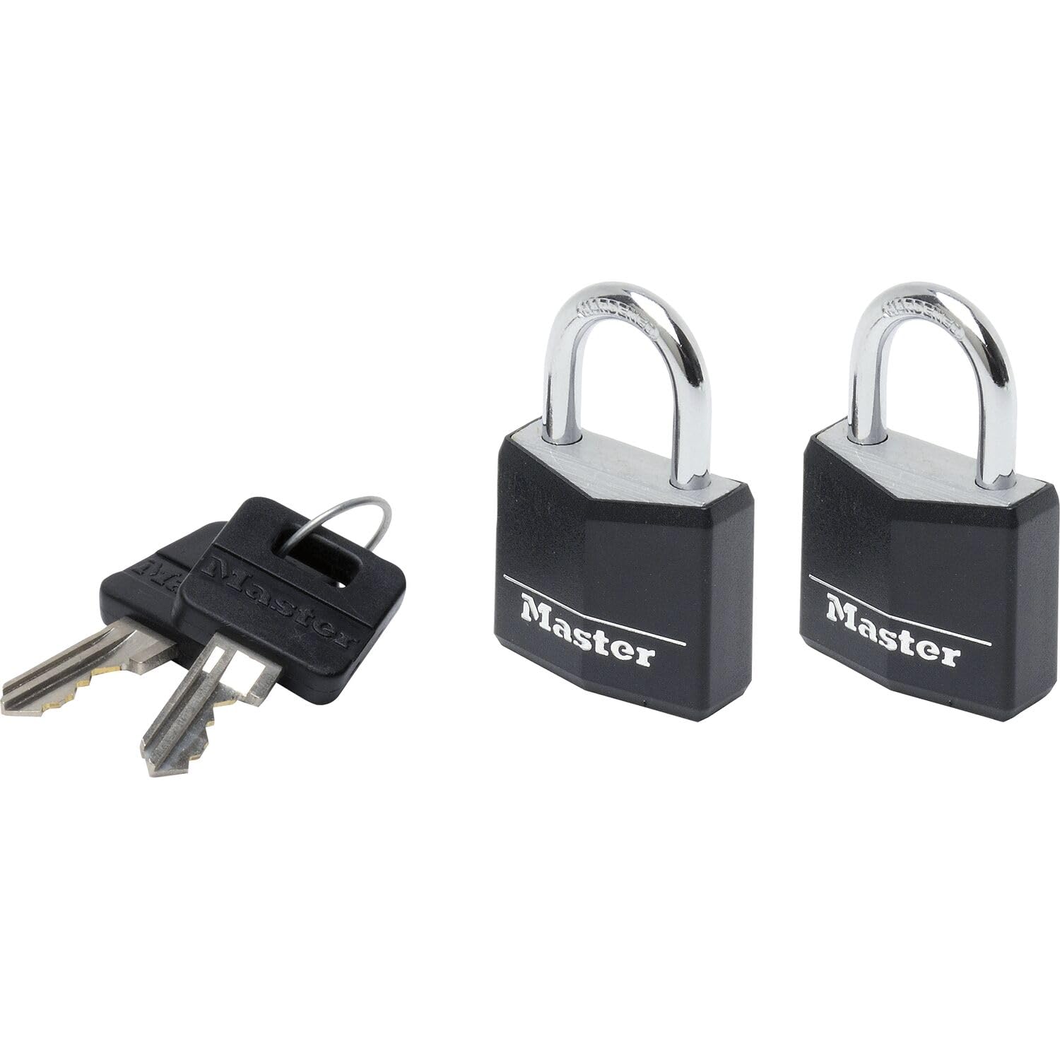 Master Lock Covered Aluminium Padlock 30 X 5 X 18Mm (2 Pack) In Black