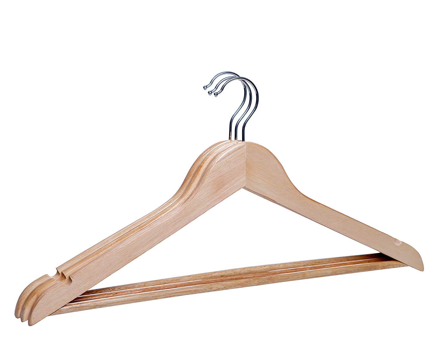 Perchas de Madera | Color Natural | Diseño Elegante | Madera Maciza | Perchas con Garra | para Trajes | Pack de 40 Unidades | Gancho de Acero Inoxidable Giratorio |