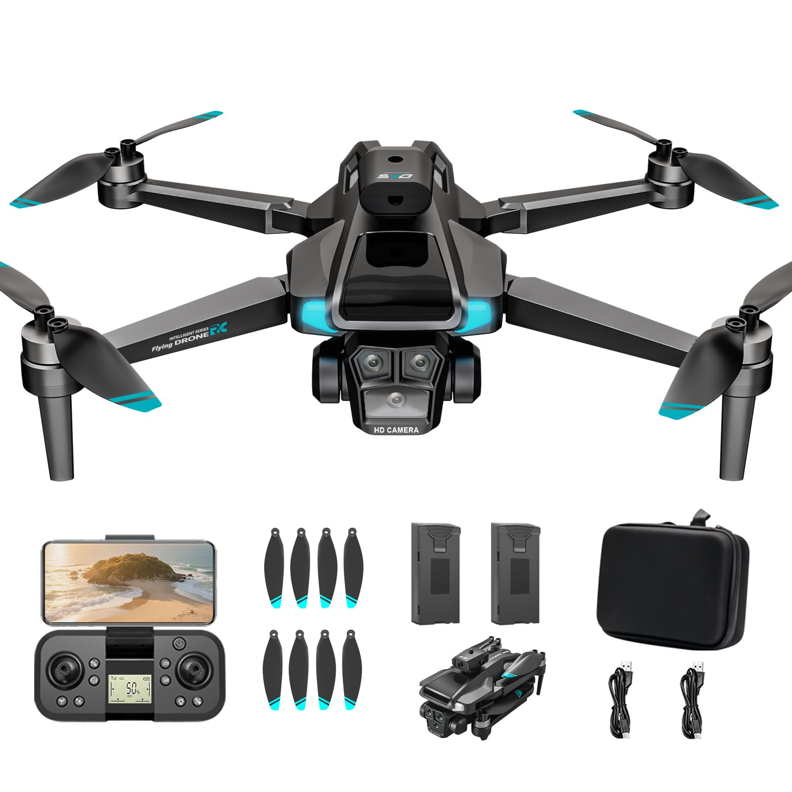 Drone with 4K HD Camera for Adults and Beginners,Drone with 40 Mins Long Flight Time,Foldable WIFI Mini RC Quadcopter with Brushless Motor,Dual Cameras,Gestures Selfie