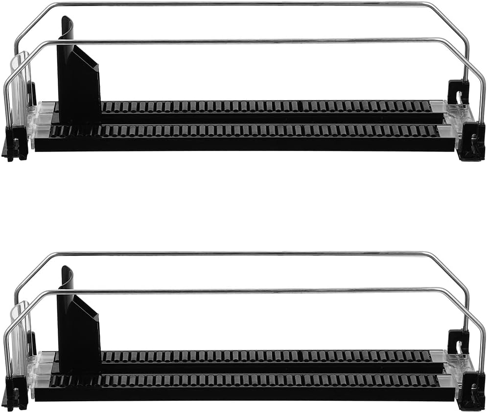 GenericAutomatic Beverage Pusher Glides- 2pcs Black Drink Dispensers Can Beverage Shelf Organizers for Convenience Stores Supermarket Home Fridge Pantry- 12.4x3.5 Inch