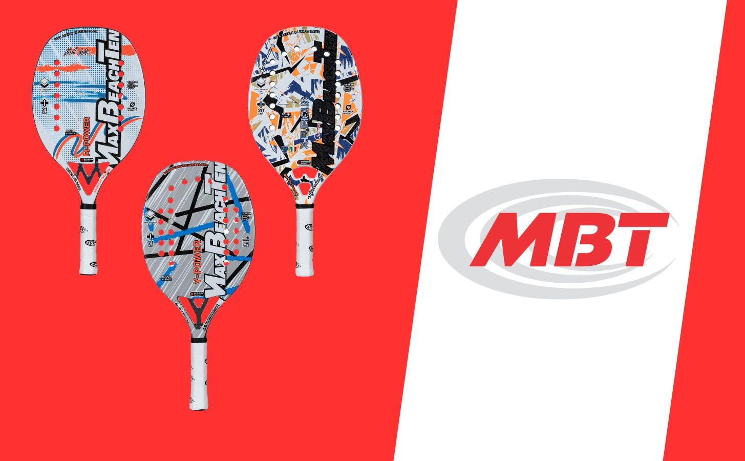 MBT Y-POWER, Racchetta Beach Tennis Carbonio e fibra di vetro - Superficie ruvida - Eva High Power – Leggera e Bilanciata – Profilo 21 mm