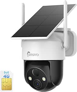 4G LTE Cellular Solar Security Camera Wireless Outdoor, 2K Camera No WiFi Needed with SIM Card, 360° Full View, PIR Motion Detection & Siren, 2 Way Talk, Color Night Vision, IP66 asin的图片