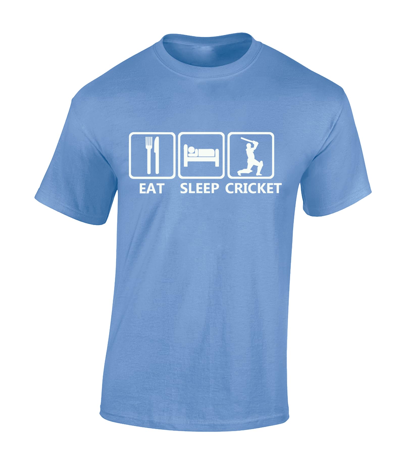 Crown Designs Men's Carolina Blue Eat Sleep Cricket Novelty Gifts For & Teenagers T-Shirts Tops - /Large