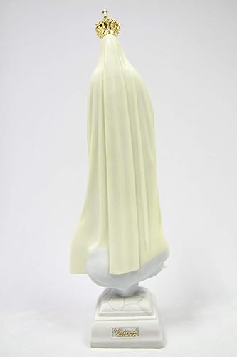 Miniatura 7 de Vittoria Collection Figura de escultura italiana de 11 1/2 pulgadas de alto de Nuestra Señora de Fátima con corona de metal, hecha en Italia