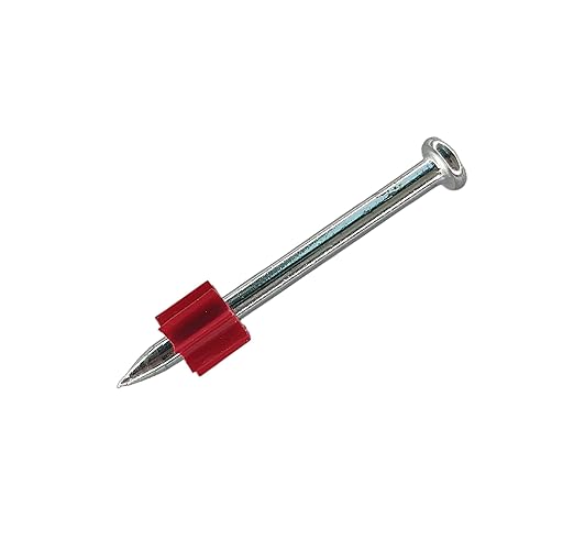 2" Powder Actuated Fasteners,.300 Head Diameter Drive Pin with red Flute, P200, 100pcs/pack
