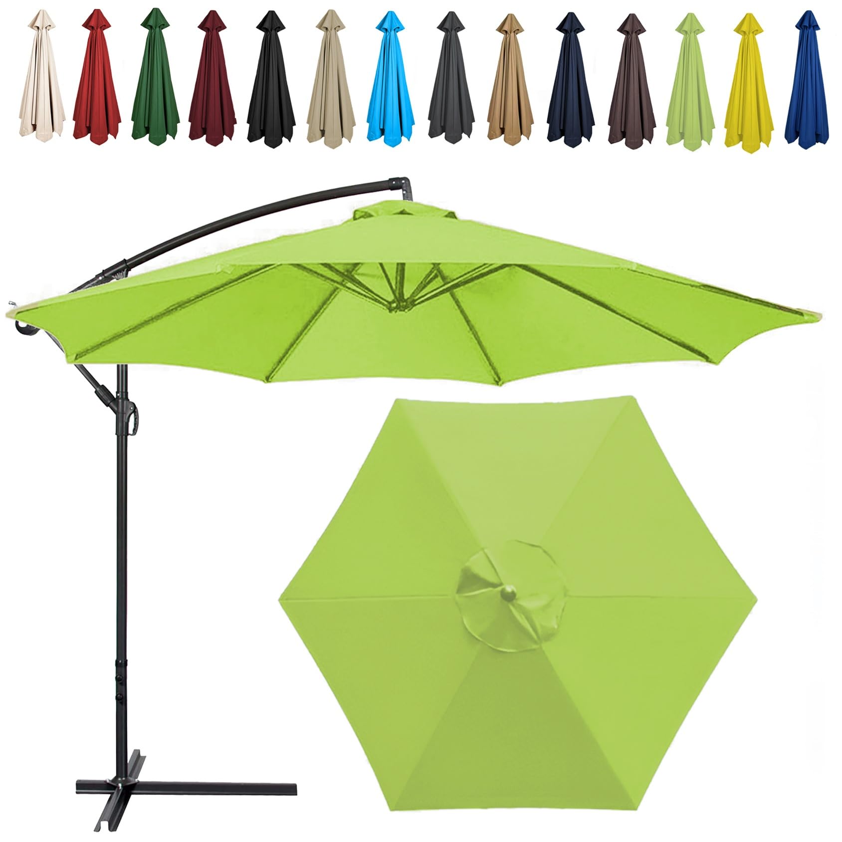 Replacement Parasol Canopy, 2m/2.7m/300cm, 6 Arms/8 Arms, Sun Umbrella Replacement Cloth, Polyester UV Protection Market Table Umbrella Canopy, Parasol Umbrella Replacement Cover(Color:Grass green,Siz