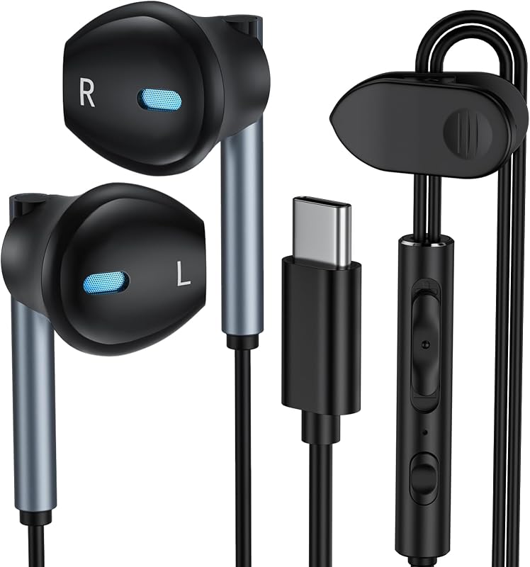 Samsung Earbuds Wired USB C for Galaxy S26 S25 S24 Ultra/S24 FE/S23/S22/S21/S20,Type C Wired Headphones with Microphone Earphones for iPhone 17e/17 Pro/17 Air Pro Max/16/15,iPad,Pixel 10 9 8,One Plus9
