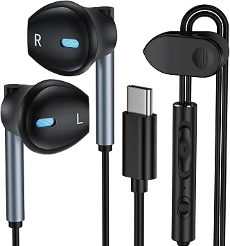 Samsung Earbuds Wired USB C for Galaxy S26 S25 S24 Ultra/S24 FE/S23/S22/S21/S20,Type C Wired Headphones with Microphone Earphones for iPhone 17e/17 Pro/17 Air Pro Max/16/15,iPad,Pixel 10 9 8,One Plus9
