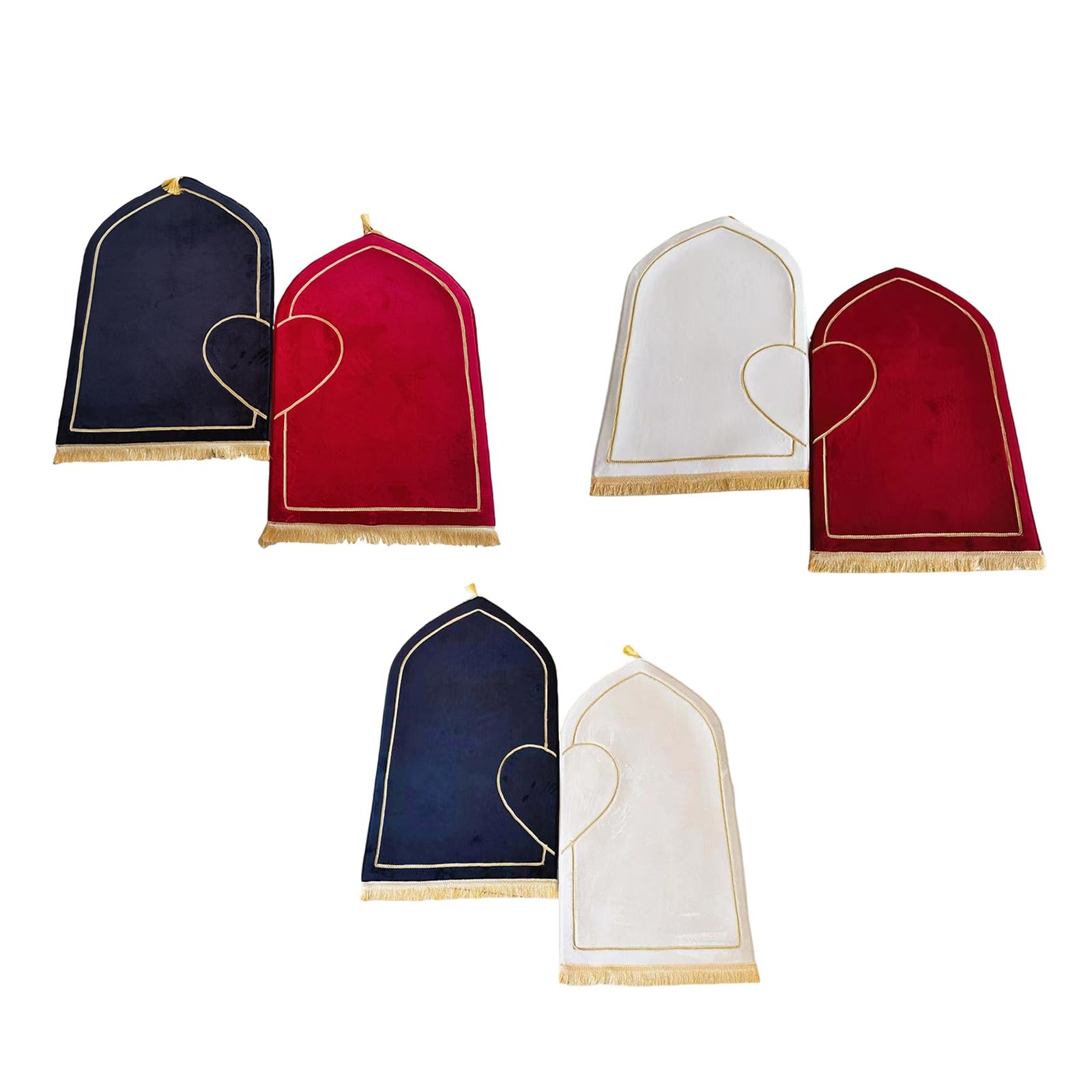 Lot de 2 tapis de prière musulmanes en flanelle épaisse avec motif demi-cœur pour couple