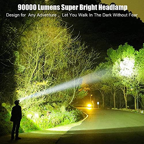 Led Rechargeable Headlamp, 90000 Lumens Super Bright With 5 Modes And Ipx6 Level Waterproof Usb Rechargeable Headlamp, 90° Adjustable, Suitable For Outdoor Camping, Running, Cycling,Climbing, Etc #TOP1