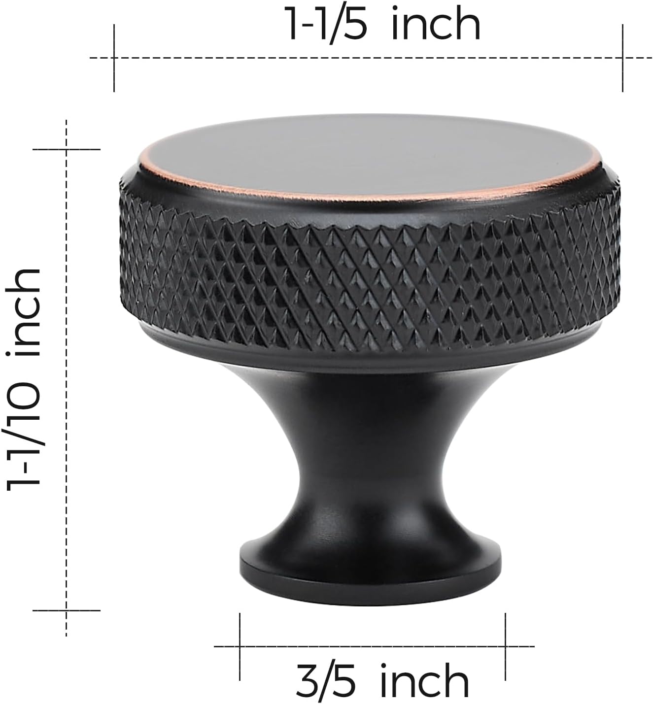 Ravinte 30 Pack Round Matte Black Knobs Knurled Single Hole Pulls Solid Black Kitchen Cabinet Hardware Handles for Drawers