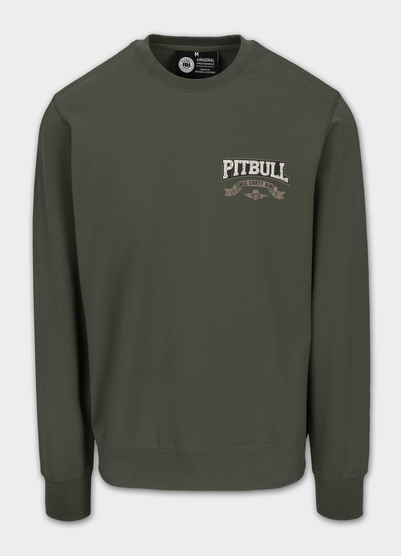 PITBULL Męska bluza Troublemaker Crewneck Pulower 280 g, nadruk na plecach psa, streetwear tricot terry, elastyczna, oddychająca, z długim rękawem