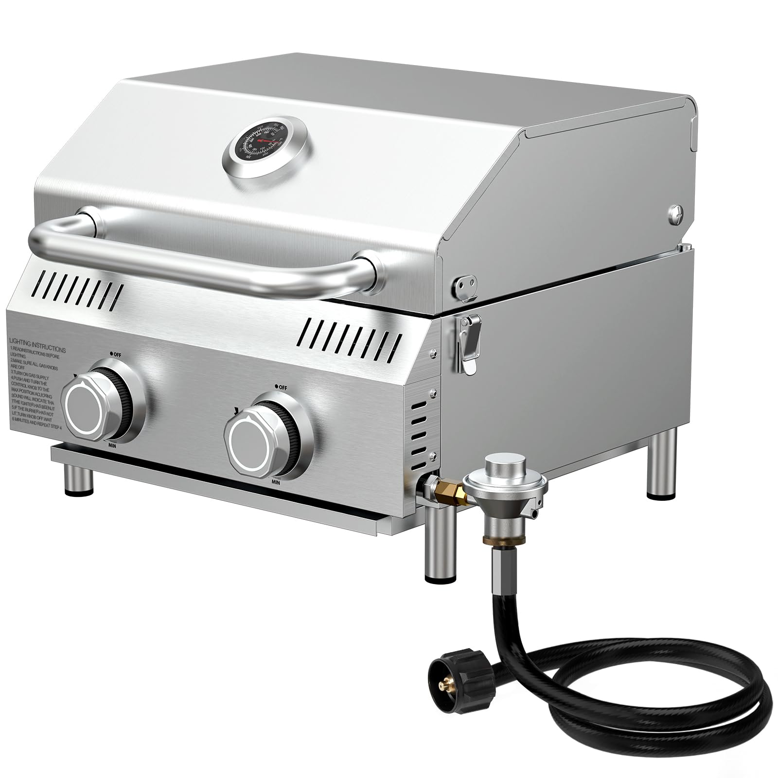 Bestfire Dual Connection Tabletop Propane Gas Grill, 2 Burners, 20,000 BTU
