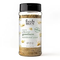 Vista 6 de Foods Alive Levadura nutricional Nacho Cheesy Goodness, tarro agitador de 6 onzas/condimento en polvo de queso vegano no fortificado