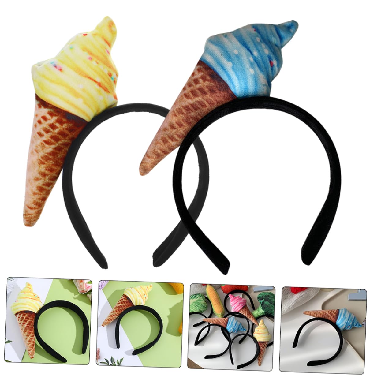 FRCOLOR 10stücke Haarband Eiscreme Design Lustiges Stirnband Für Make-up Und Vielseitiges Accessoire Für Damen Und Mädchen