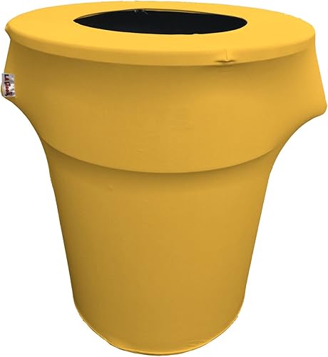 Vista 87 de LA Linen Funda elástica de elastano ajustable para bote de basura Slim Jim de 23 galones, cubierta para contenedor de residuos, decoración de patio