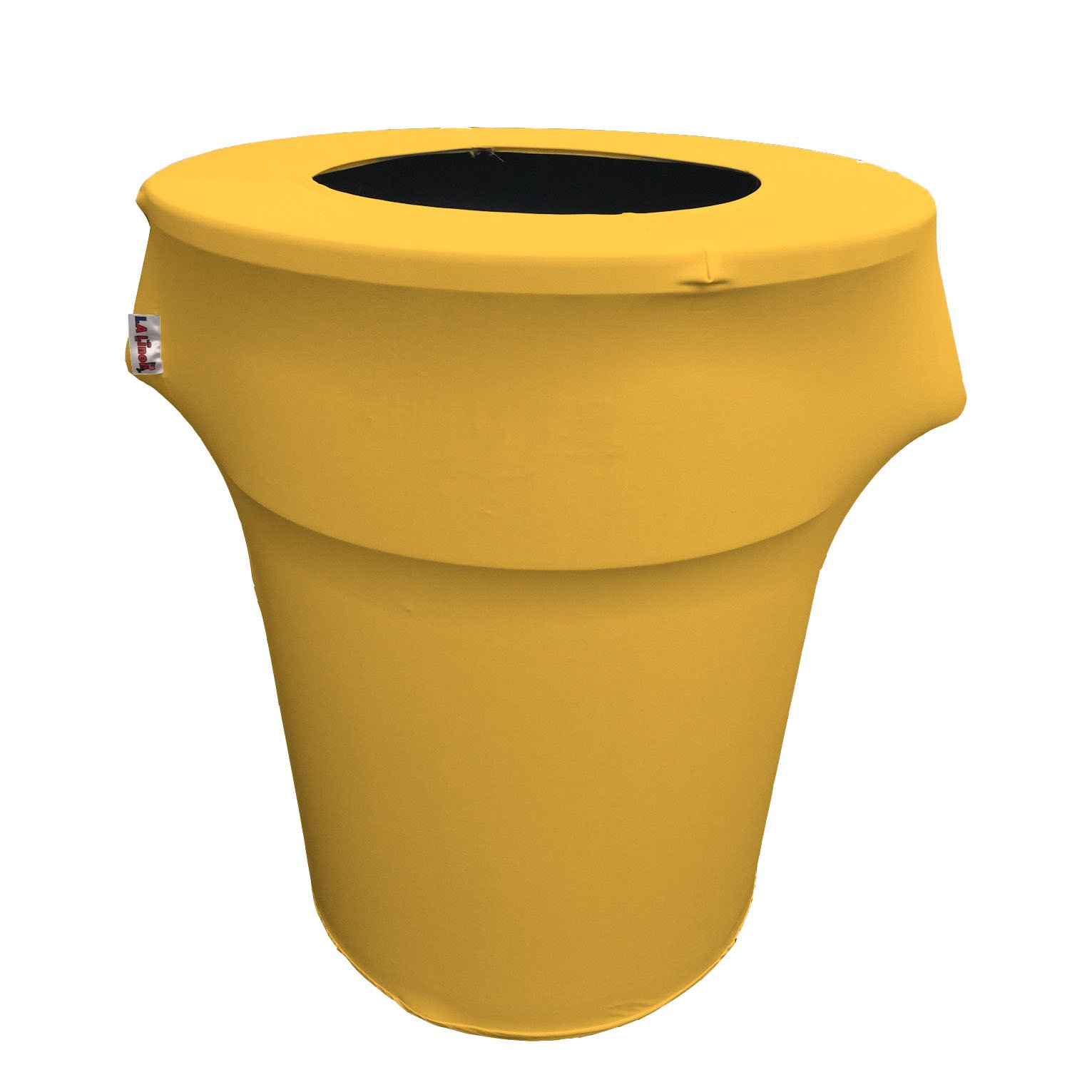 LA Linen Stretch Spandex Fitted Trash Can Cover 55-Gallon Round, Bin Waste Container Cover, Outdoor Indoor Patio Backyard Decor, Yellow