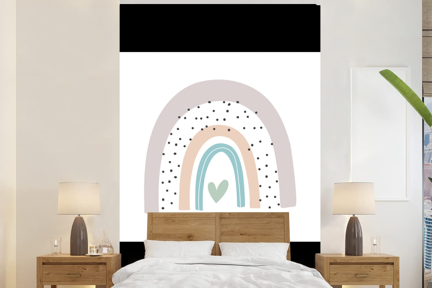 Selbstklebend Tapete Wandpapier Wandaufkleber Fototapete Tapeten Wanddeko 200x300 cm Regenbogen - Herz - Pünktchen - Kinder - Kinder