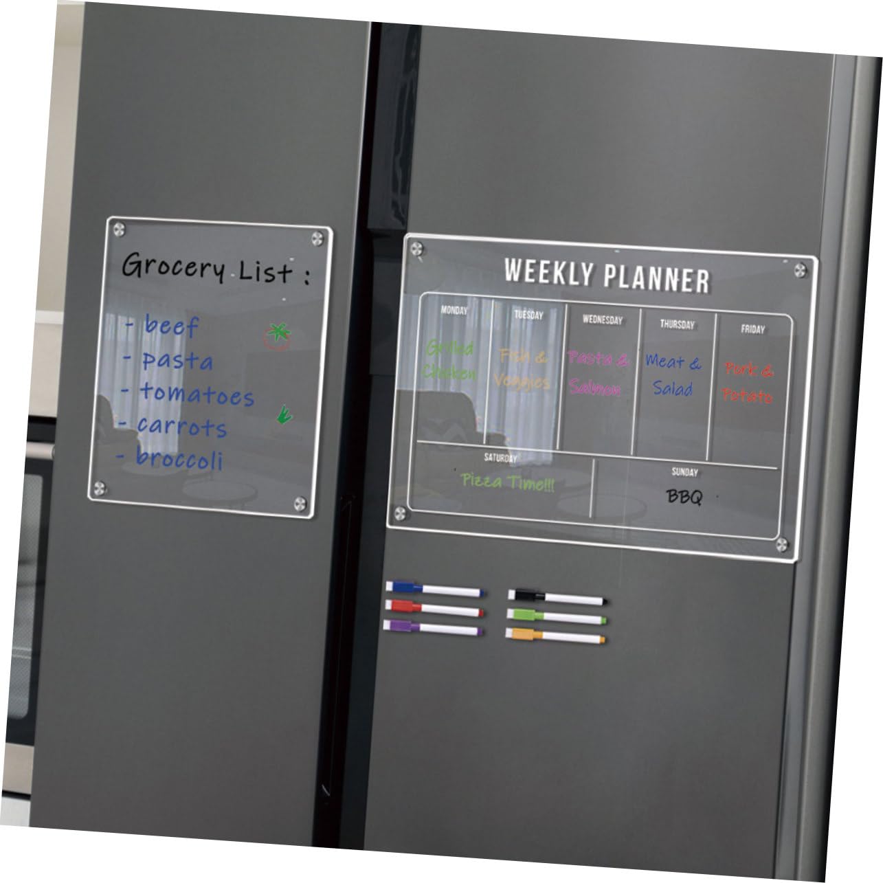 Angoily Kühlschrank-planungstafel Abwischbare Acryltafel mit Magnet für Kühlschrank-terminerinnerungen Kalendertafel Planertafel